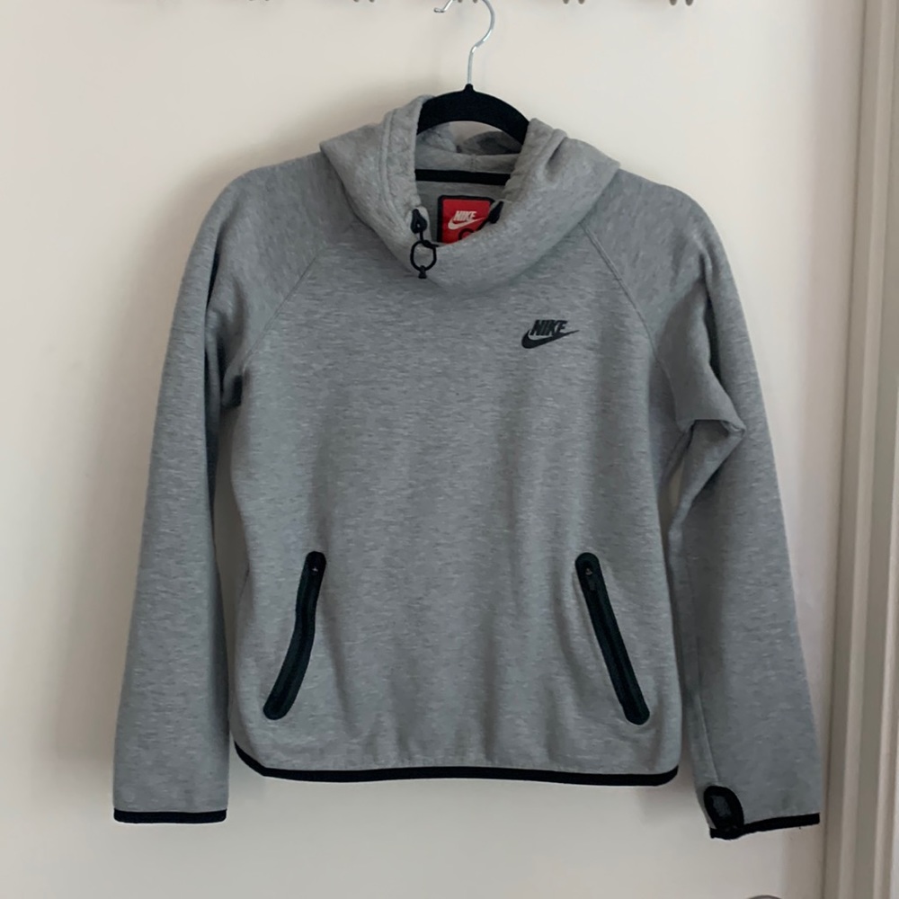 Nike grey adjustable funnel neck hoodie